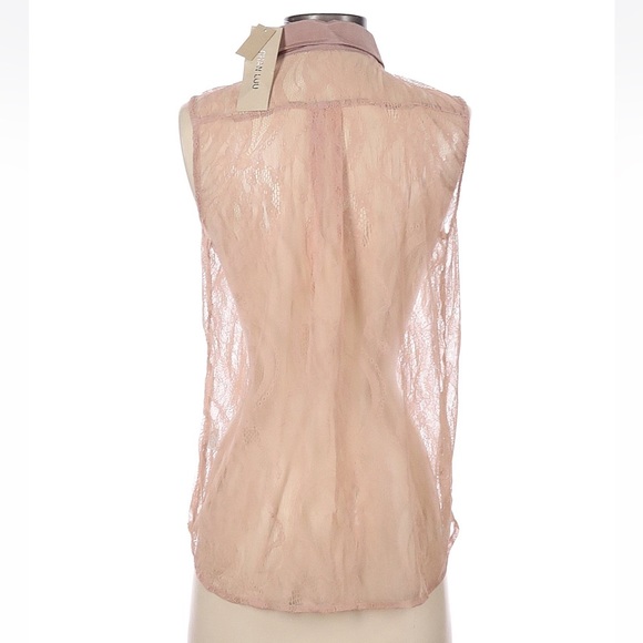NWT Chan Luu Sleeveless Button Up Lace Sheer Blouse in Light Brown/Blush Size XS - Picture 2 of 8
